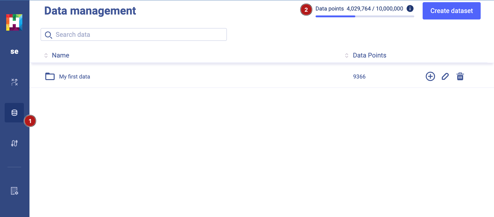 Navigating to the Data points usage report