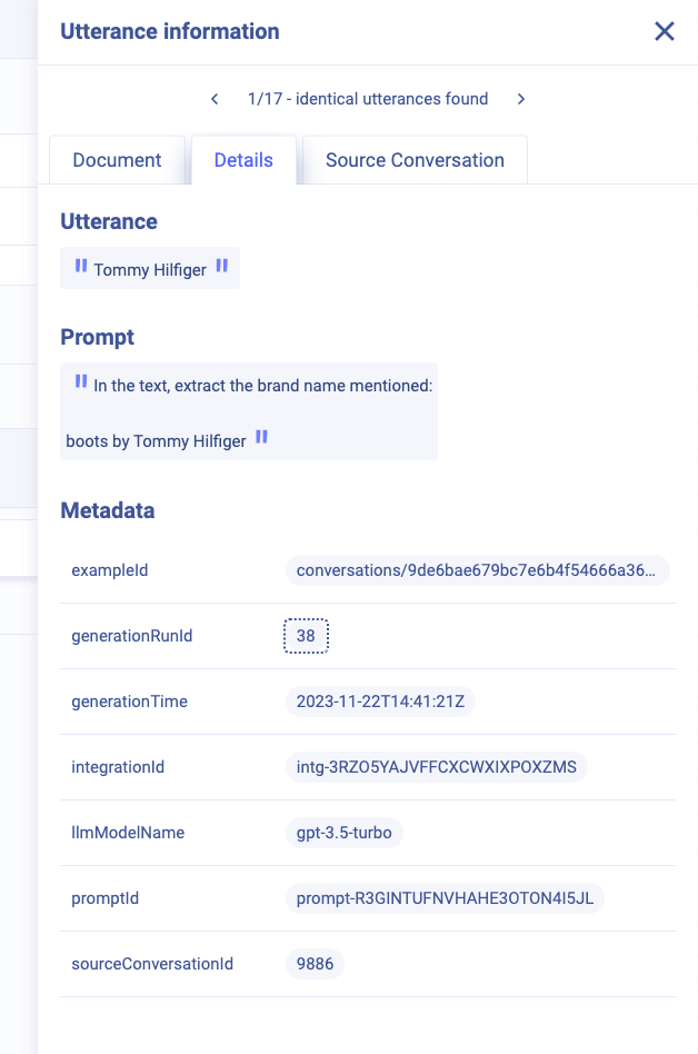 Generated data inspection details