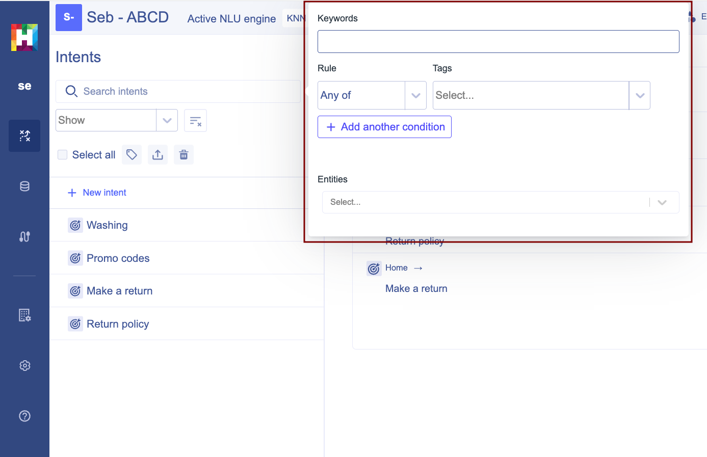 Intent column search