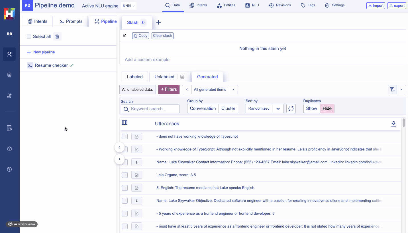 Consulting pipeline output